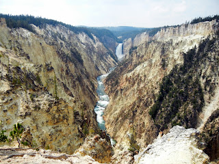 View of Yellowstone Canyon and Lower Falls from Artist Point in Yellowstone National Park in Wyoming
