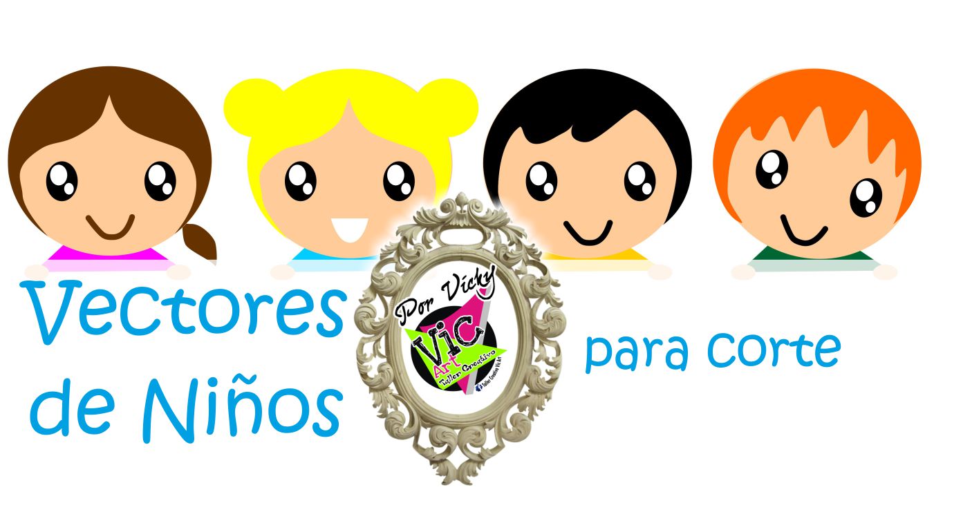 Niños vectorizados para corte | Taller Creativo Vic Art