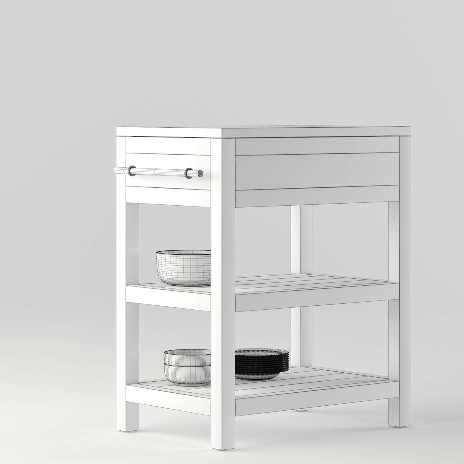 Crate Barrel Bluestone Reclaimed Wood Small Kitchen Island 3d