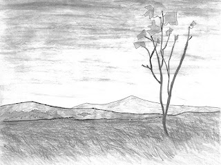 Simple pencil sketch of a landscape