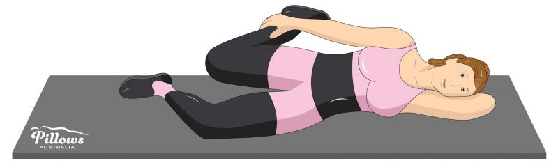 18 Easy Stretches In 18 Minutes To Help Reduce Back Pain - THE QUADRICEPS LYING DOWNSTRETCH