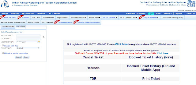 irctc next generation website login page