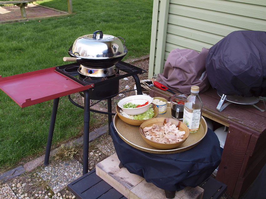 Pellet Smoker Cooking Yoshida Chicken Stir Fry and Rice