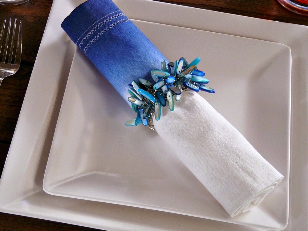 DIY dip dyed napkin and DIY beaded napkin ring