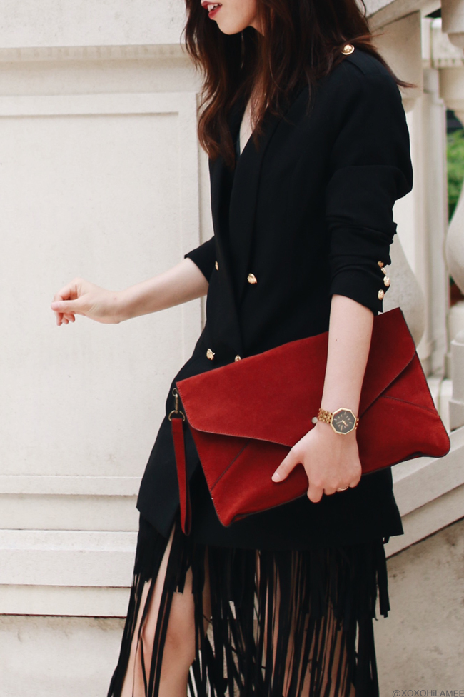 OOTD | マリンジャケットとフリンジスカートのブラックシックスタイル - Japanese Fashion Blogger