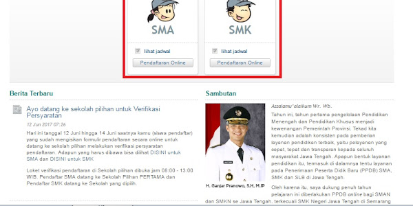 Tata Cara Melihat Hasil Seleksi PPDB Online Provinsi Jawa Tengah
