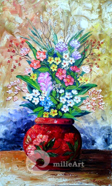 lukisan bunga vas