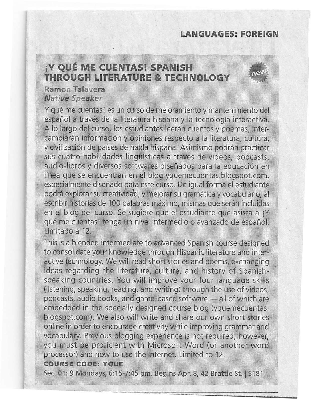 Y... ¿qué me cuentas? Historia del Blog