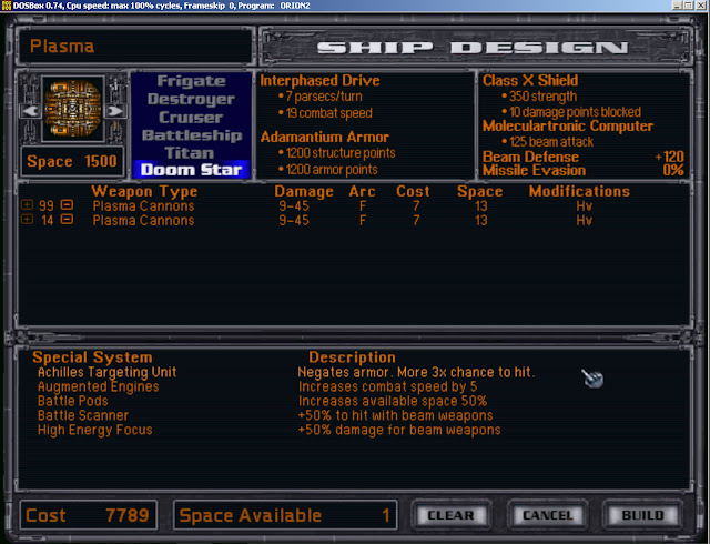 Master of Orion 2 Attacker Ship Screenshot