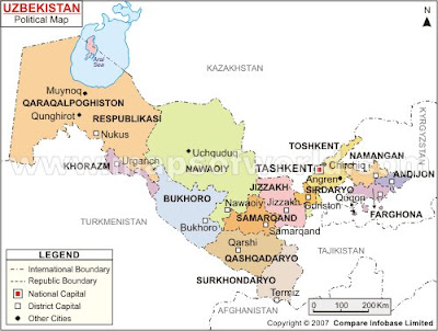 Uzbekistan Map Political Regional