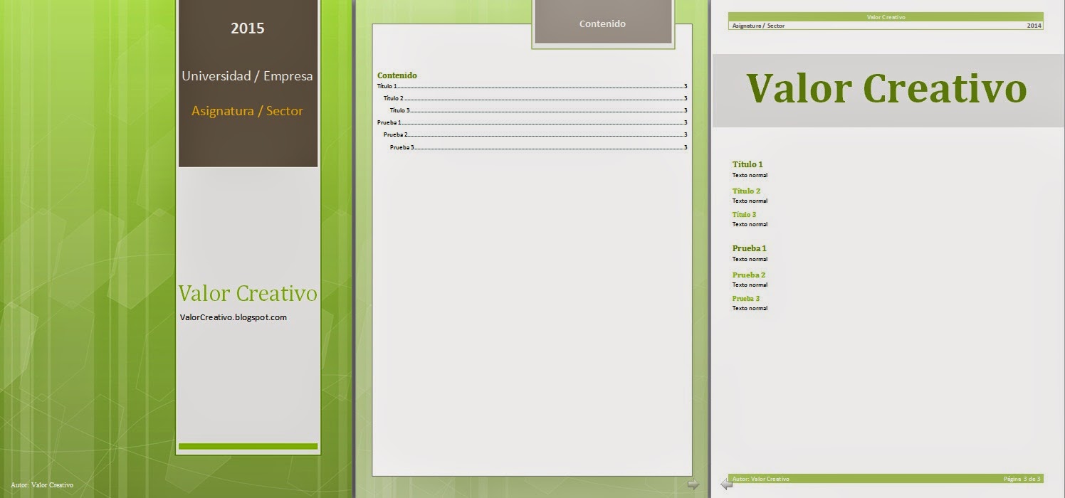 Valor Creativo Plantillas Word 2003 2007 2010 Y 2013