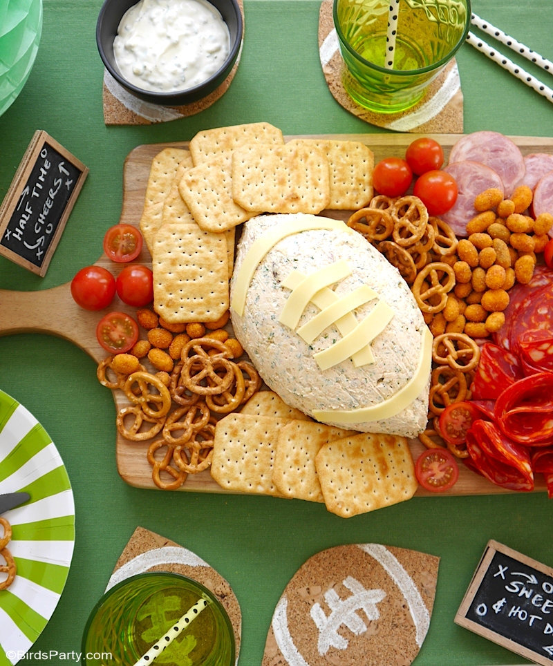 Pumpkin Shaped Cheese Ball Appetizer - easy to make, delicious and inexpensive alternative to a charcuterie or cheese board, perfect for Thanksgiving! by BirdsParty.com @BirdsParty #thanksgiving #appetizer #cheese #cheeseball #pumpkin #fallappetizer #pumpkincheeseball #pumpkinappetizer #charcuterie #cheeseboard #grazingboard #fallgrazingboard