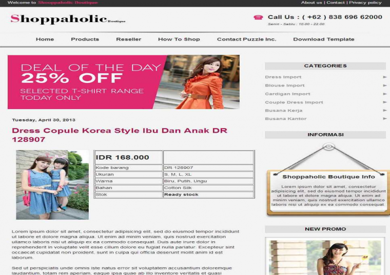 Shopaholic Boutique Responsive e-shopping Blogger Template Free Download