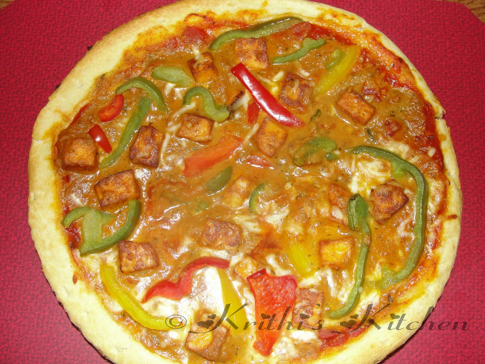 Krithi's Kitchen Paneer Butter Masala Pizza