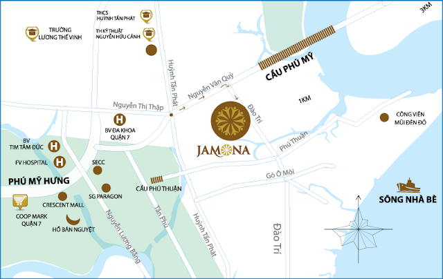 Bản đồ vị trí dự án căn hộ Jamona Apartment quận 7