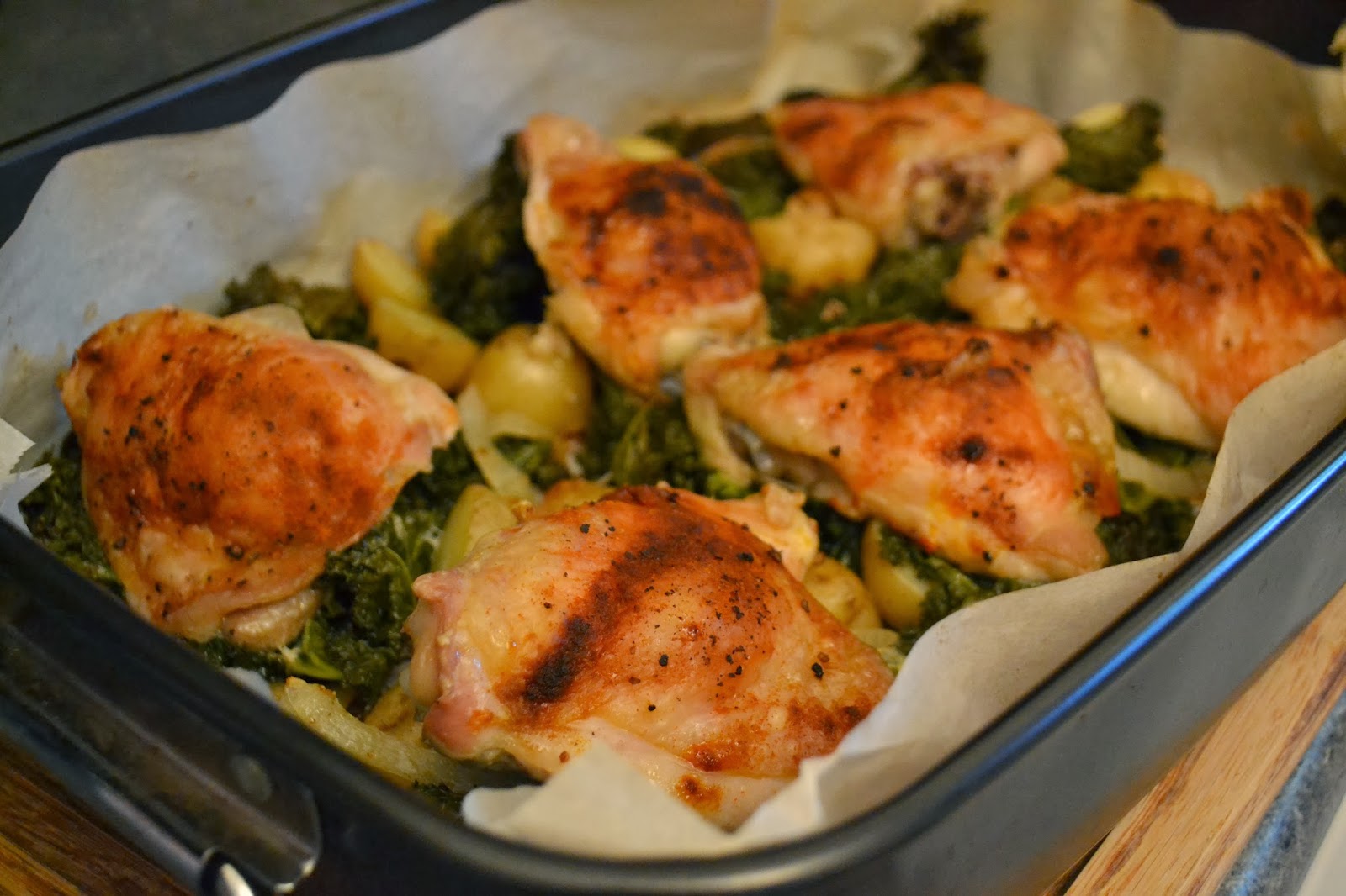 For the Love of Food Roasted Chicken with Potatoes and Kale