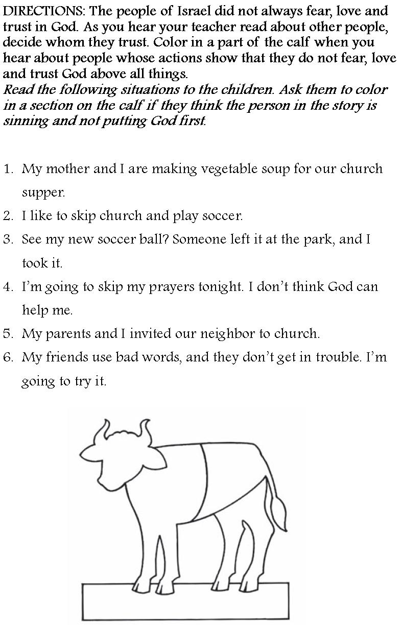 aaron and the golden calf coloring pages - photo #28