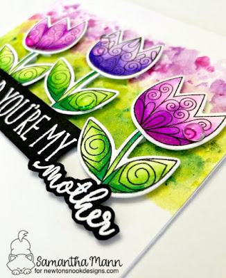 Glad You're My Mother Card by Samantha Mann for Newton's Nook Designs, Mother's Day, Cards, Card Making, Watercolor, Tulips #newtonsnook #mothersday #cards #tulips #watercolor