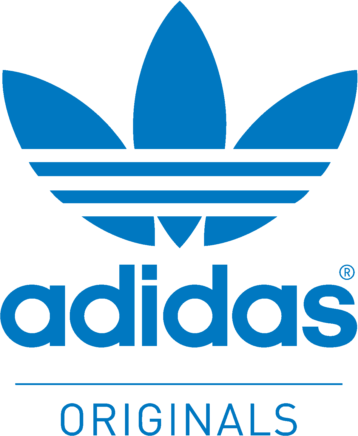 The logo creates a leaf using 3 ovals and it contains the 3 stripes 
