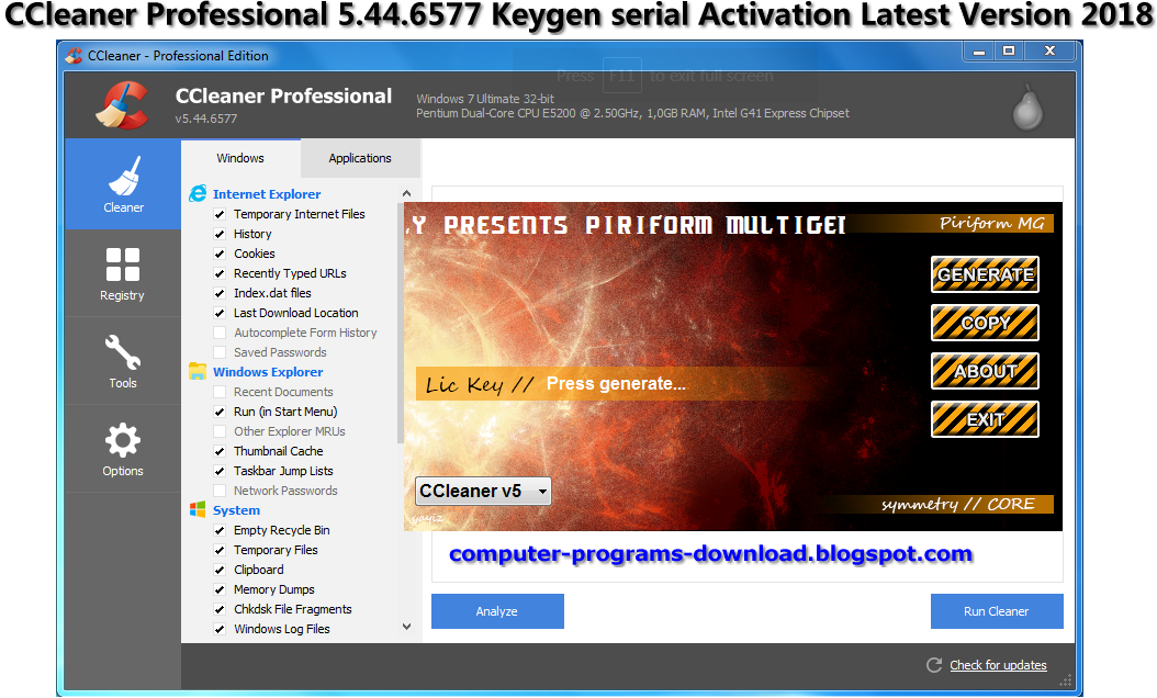 ccleaner registration key free 2018