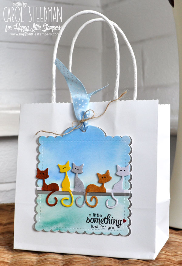 Inky Fingers Penny Black feLINE, and Papertrey Ink cat gift tag