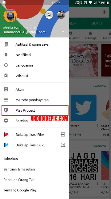 Iklan yang terdapat dalam malware ini biasa muncul ketika kalian install aplikasi tidak berasal dari Play Store. Untuk mencegah iklan pop-up ini aktifkan Google Play Protect.