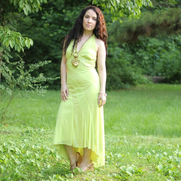 Libertad Green Light Green Beaded Dress