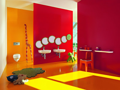 Vibrant Multi-colored Interior Design For Kids Bathing Room , Home Interior Design Ideas , http://homeinteriordesignideas1.blogspot.com/