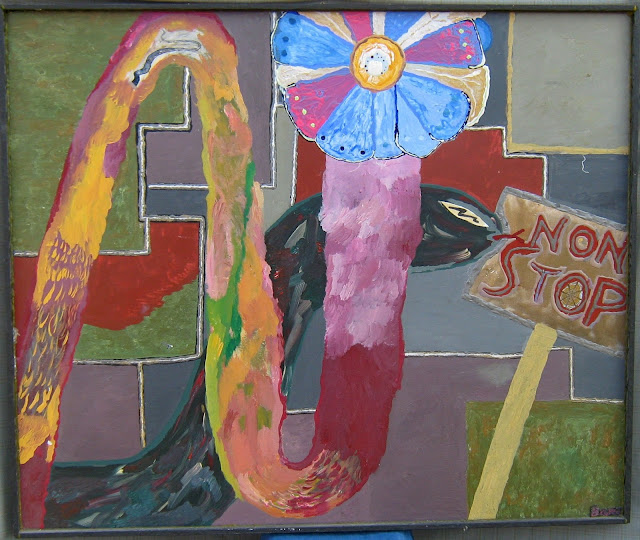 il serpente ed il fiore quasi intero, opera unica Bart Revolution 120x 100 cm 2005
