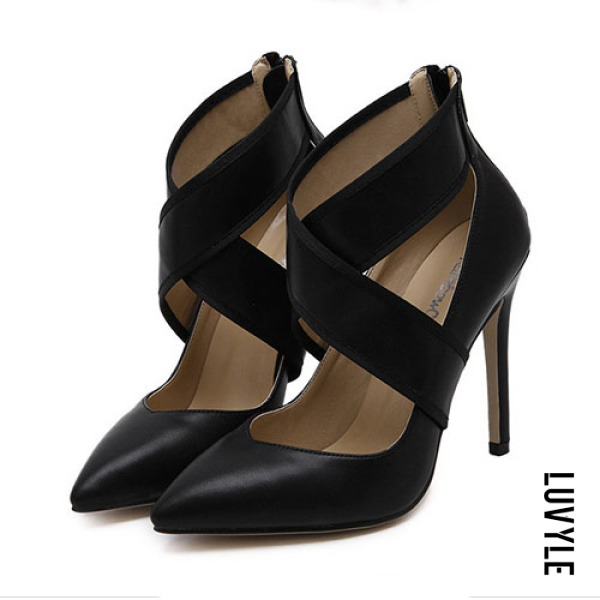 Lace Up Back Zipper Point Toe Heels