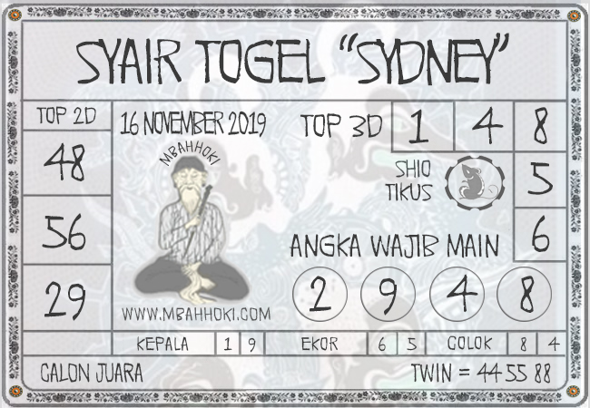 Sydney 16 November 2019 Syair Togel Forum Kode Syair Sgp
