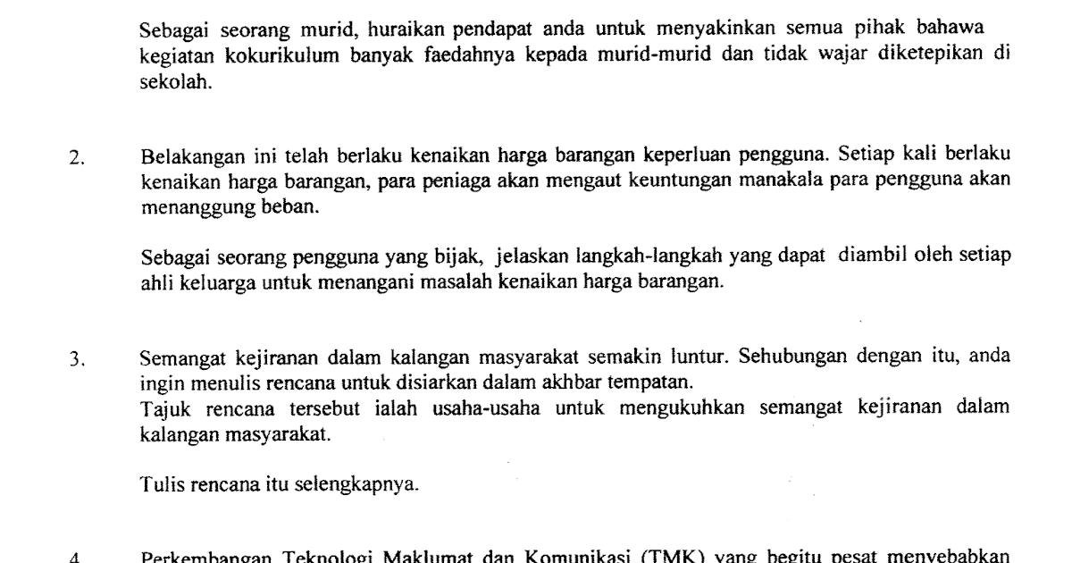 Contoh Soalan Essay English Spm  Soalan 0