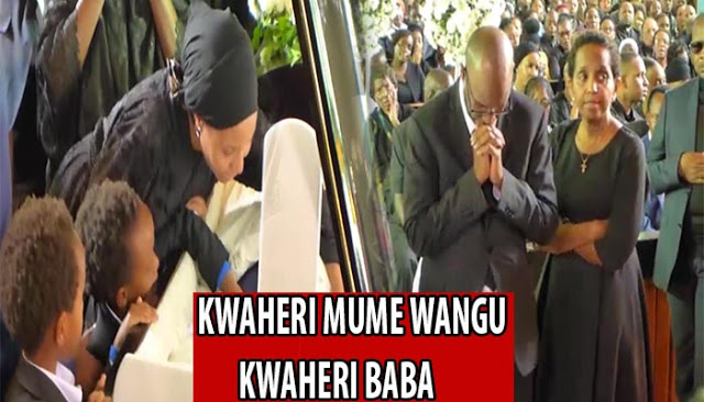 VIDEO: Mke wa Mengi na Watoto Wake Waangua Kilio Mbele ya Jeneza la Baba yao 