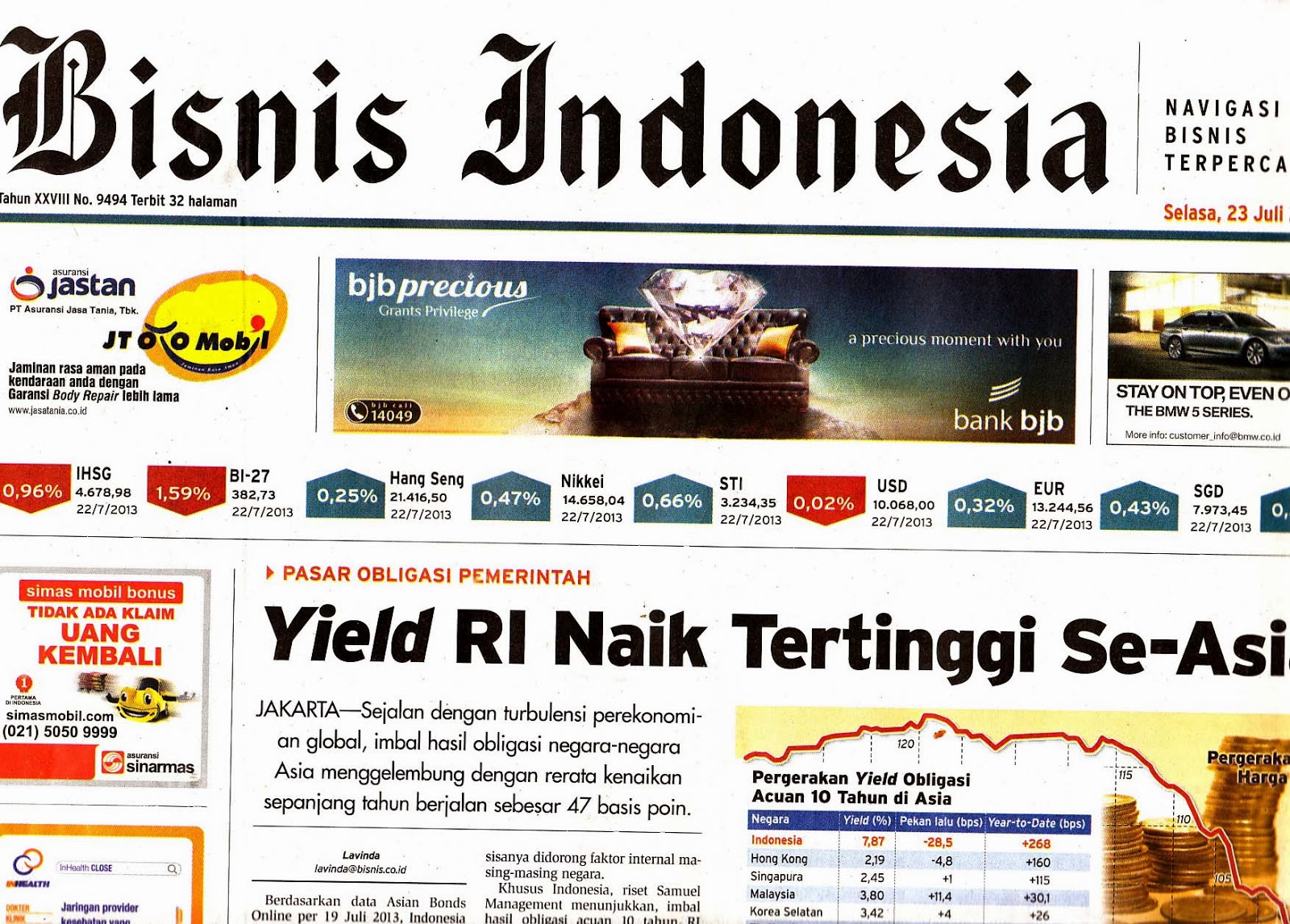 Koleksi K. Atmojo 2: Koran: "Bisnis Indonesia" Tahun 2013