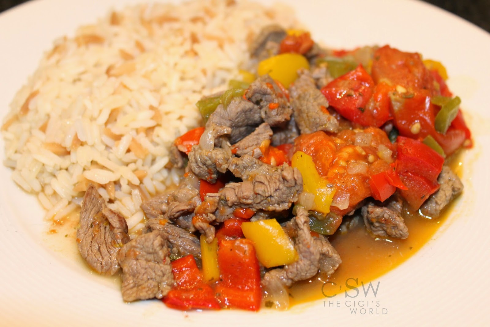 Cigi's World émincé de veau aux poivrons et tomates