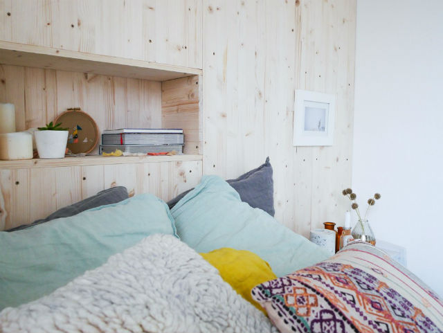 diy como hacer una pared de madera como cabecero de cama