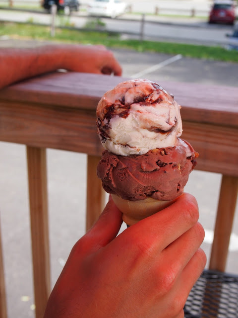 chocolate and vanilla ice cream from Gumdrops and Lollipops in Niantic, Connecticut