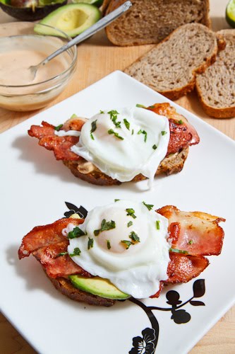 Poached Egg on Toast with Chipotle Mayonnaise, Bacon and Avocado