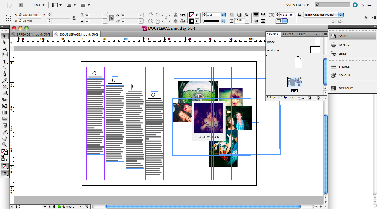 Design Practice InDesign...Chloe Double Page Spread.