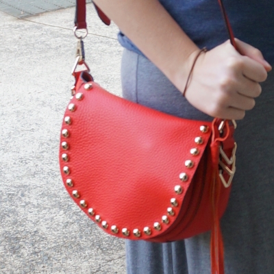 Rebecca Minkoff unlined saddle bag in cherry red | AwayFromTheBlue