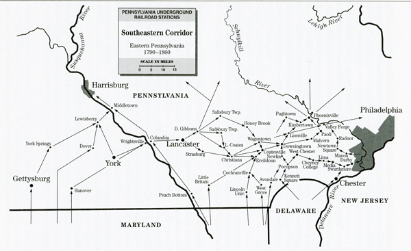 Underground Railroad Map New York - PA Map 600dpi