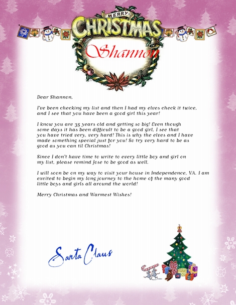 Undercover Cheapskate Free Personalized Letter From Santa printable  Undercover Cheapskate Free Personalized Letter From Santa printable