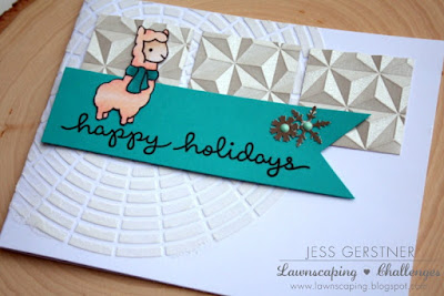 Happy Holidays Card by Jess Gerstner using Lawn Fawn Winter Alpaca
