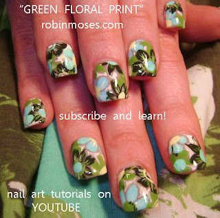 lime mint teal khaki floral print nail art design. roller derby pink and black nails abstract splatter paint nail art  7/27/11