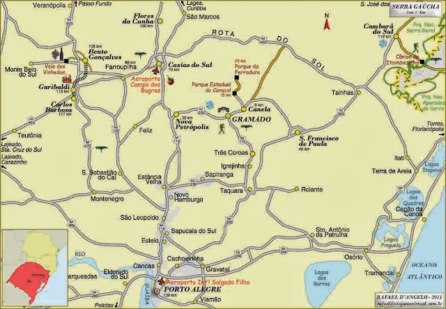 Mapa de acessos a Nova Petrópolis – RS