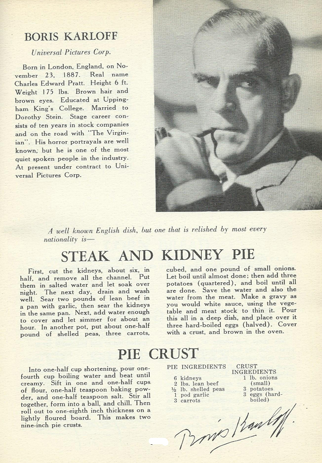 Bill's Blog: Boris Karloff - Steak and Kidney Pie