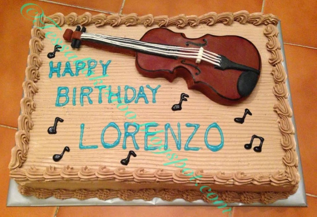 Tessa Bakes Too! Mocha Cake with Fondant Violin Cake Topper