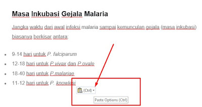 Paste option untuk memperbaiki format tulisan hasil copy