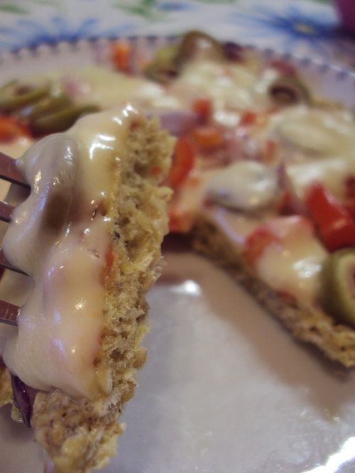 Pizza cu fulgi de ovaz, la cuptorul cu microunde