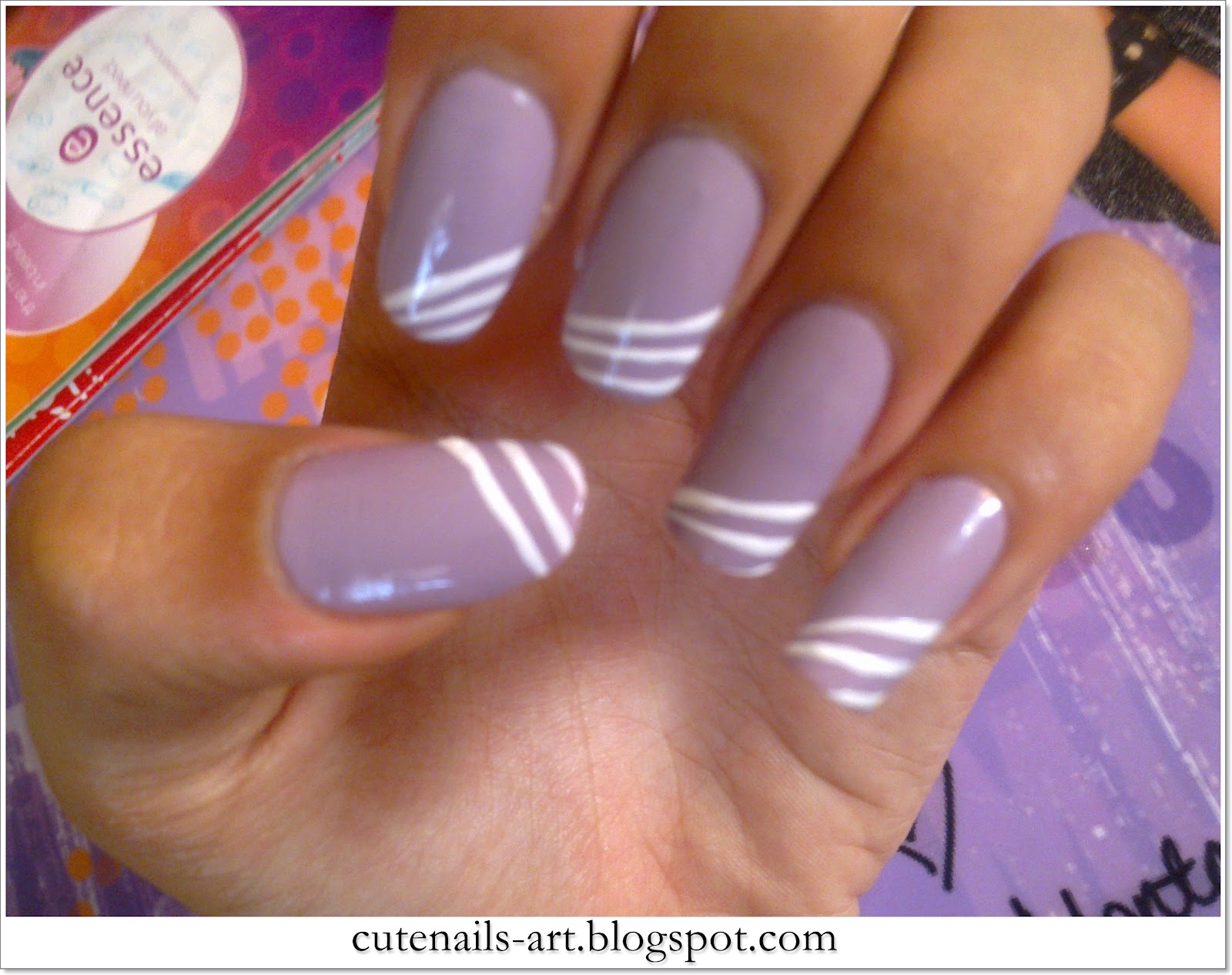 cutenailsart Lacey Lilac Nail Art,step by step
